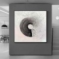 Impasto rond cercle noir par Couteau à palette art mural minimalisme
